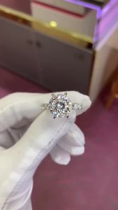 JoyceJelly Luxury 5carat 11mm 100 Faceted Cut Portuguese Cutting Moissanite Ring For Women 925 Sterling Silver Wedding Jewelry
