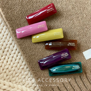 French Gold Label Hair Clips Cute Rice Cake Strips Colorful Solid Color Side Duckbill Forehead Clips Fashionable Hair Accessories