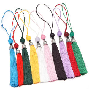 10Pcs Tassels Silky Handmade Soft Tassels Jade Bead Tassels DIY Craft Jewelry Car Key Chain Decor Pendants Smooth Fringe Trim