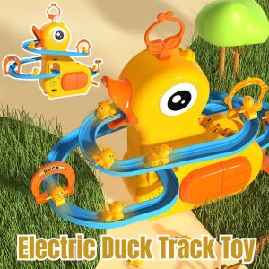 Childrens Electric Duck Track Climbing Stairs Puzzle Little Yellow Duck Slide Toy