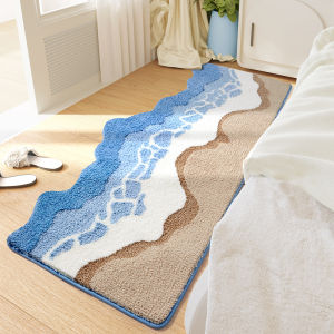 VIKAMA Ocean Style Bathroom Floor Mat Faux Cashmere Non-Slip And Easy To Clean For Bathroom Bedroom Bedside Floor Mats