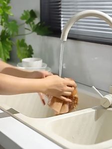 25X25CM Loofah Cloth  Non Stick Oil Dishcloth Loofah Rag Absorbent Microfiber Cleaning Cloth Kitchen 丝瓜洗碗布