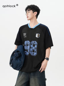 QOTRIOCK | Letter Print Badge Breathable Sport T-Shirt