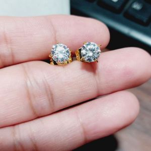 18k saudi gold plated earrings not pawnable fashion accessories hypoallergenic stud earrings