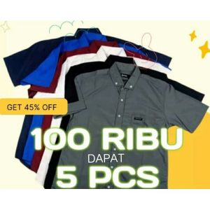 KEMEJA MURAH 100RIBU 5PCS PAKET HEMAT KEMEJA LENGAN PENDEK