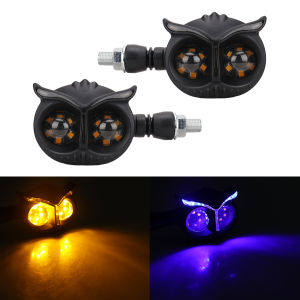 2PCS Owl Style Motorcycle Headlight Turn Signals Light Dual Color Motorcycle Driving Light Headlight Moto Front/Rear Light