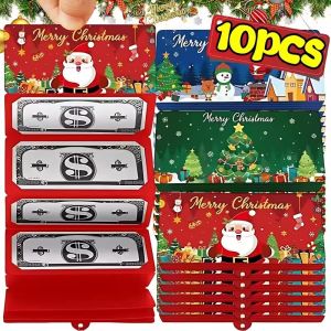 10Pcs Giáng Sinh ví đựng tiền Ví phong bì Màu Đỏ Món Quà Giáng Sinh Phong Bì thiệp chúc mừng Sáng Tạo Sinh Nhật Gấp Ví giữ tiền mặt Cho Trẻ Em