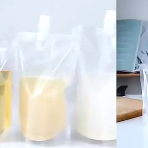 100Pcs Stand Up Liquid Spout Pouch Bag Clear Plastic Beverage Pouches Juice Storage Spout Bags