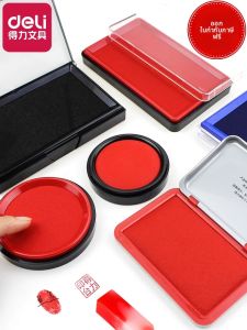 deli | Fast-Drying Ink Pad Red Blue Black Large Size Round Square