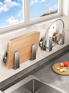Powerful Suction Cup Pot Lid Holder Wall Mounted Cutting Board Stand Pot Lid Placer Kitchen Storage Rack No Drilling Required