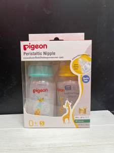 Pigeon พีเจ้นขวดนมทรงกลมพร้อมจุก ขนาด4ออนซ์ลายช้างแพ็ค3ขวด