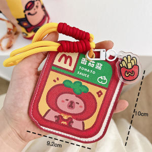 Cute Animal Design Leather ID Card Holder Campus Bus Card Student Lunch Card Work Badge Holder PU Material Unique Shape
