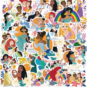 Disney | Bộ 50 Miếng Dán Công Chúa Disney - Rapunzel & Bạch Tuyết Kawaii Hoạt Hình Đề Can Hoa Chống Thấm Nước Đồ Chơi Công Chúa Cho DIY Sổ Lưu Văn Phòng Phẩm