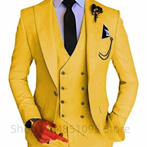 3 Piece Mens Wedding Dress Suits Slim Fit Peak Lapel Blazer+Vest+Pants Groom Tuxedos for Party Formal Suit Elegant Men Clothes