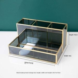 Scandinavian Accessible Luxury Manicure Implement Storage Bucket Table Top Glass Makeup Brush Holder Bedroom Perfume Skin Care Storage Box