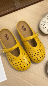 YOTO 5cm Hidden Platform Mules For Women Adjustable Buckle Breathable Leather Comfortable Slip-Ons