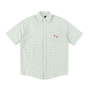 เสื้อเชิ้ตคอโปโลลายสก็อตแขนสั้นฤดูร้อน 2025 สำหรับคู่รัก เสื้อเชิ้ตแขนยาวลายสก็อตสำหรับผู้ชายและผู้หญิง ทรงหลวม เสื้อเชิ้ตผ้าฝ้ายผสมโพลีเอสเตอร์