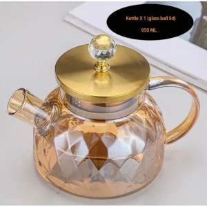 Diamond Amber Kettle 砖石琥珀冷水壶 High Borosilicate Glass Household Heat-resistant thickened glass cold water kettle with filter juice jug flower teapot