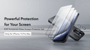 Miếng Dán Kính Cường Lực Kèm Khung Dán không Viền Đen ESR Tempered-Glass Screen Protector cho iphone 16/ 16 plus/ 16 pro/ 16 promax