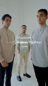 CUTOFF Maheer Kemeja Koko Oxford Kasual Basic Polos Pria Lengan 3/4