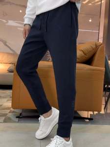 กางเกงวอร์มลำลองผู้ชาย ทรงสลิมฟิต ดีไซน์เก๋ไก๋ บุขนแกะ ยืดหยุ่น สไตล์ฤดูใบไม้ร่วง/ฤดูหนาว กางเกงขายาวทรงตรง