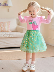 Little Maven Cross-Border Cartoon Cotton Skirt for Girls Autumn Season Soft Treatment Fabric Long Sleeve Dress Pure Cotton