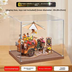 Acrylic Display Box Wooden 3D Puzzle Figure Storage Case Toy Organizer Collectible Showcase Clear Protective Lid