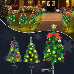 Solar Christmas Tree Decor Lights IP65 Waterproof Outdoors LED Lawn Light Garden Landscape Lamps for Patio Porch Pathway