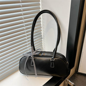 Túi Đeo Hông Nhỏ Màu Bạc Cho Nữ Mùa Xuân 2024 Túi Đeo Hông Dung Tích Lớn Có Nơ Bướm Túi Đeo Vai Mềm PU Mềm Màu Trơn