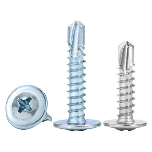 BAIRUITE | Stainless Steel Large Flat Head Drill Tail Round Head with Pad Self-tapping Screw