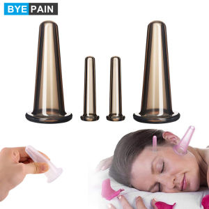 4Pcs Natural Silicone Cupping Massage Cup for Body Fac Neck Eye Massage Vacuum Tank Body Facial Care Anti-aging Beauty Tool