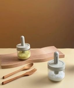 DXL Adjustable Seasoning Jar Spoon Cover Salt MSG Kitchen Moisture-proof Sealed Seasoning Box Household