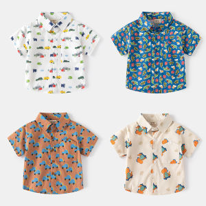 Cotton Short Sleeve Shirt with Patterns for Boys Summer