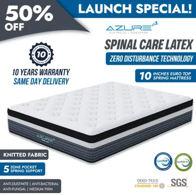 Azure™ Xtra-Firm | 10 Inch Hybrid Mattress | Pocketed Spring | Motion Isolation | Single Super Single Mattress | Queen Mattress | King Mattress