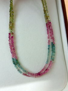 Montagne Jewelry Natural 2-2.5mm Tourmaline Necklace Faceted Stone Fine Jewellery Three layer necklace