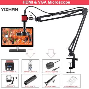 KUAIQU Microscope 1080P 2160P HDMI USB TYPE-C Digital Microscope for laboratory 150X Zoom HDMI VGA Electronic Camera Magnifier for Soldering Repair Adjustable Stand Camera LED
