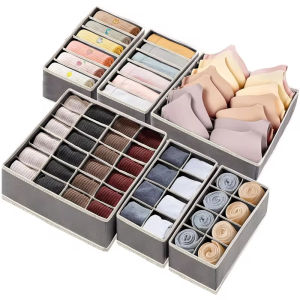 Sock Divider Storage Box Foldable Underwear Organizer Drawer Fabric Cabinet Closet Organizers Storage Boxes for Storing Cloth Panty Socks Bra Ties