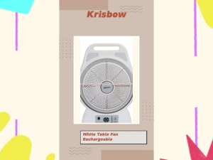 Krisbow 12inch Emergency Box Fan & Lamp: Kipas Angin Dengan Lampu Darurat Bisa Charge Pakai Usb