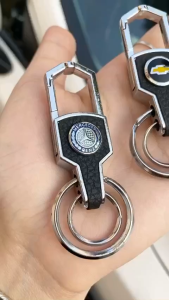 Móc Khóa Xe Ô Tô Bọc Da Gắn Logo Các Hãng – Thép Cao Cấp Không Gỉ Chịu Lực Tốt