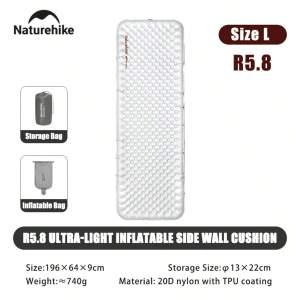 NatureHike | Naturehike Camping Sleeping Pad Outdoor Hiking Inflatable Mattress R5.8 9cm Sidewall Ultra-Light Inflatable Cushion CNK2650WS031
