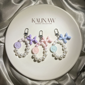 KALINAW GlimmerLush Dog Balloon Pearl Beaded Keychain/ Phone Charms