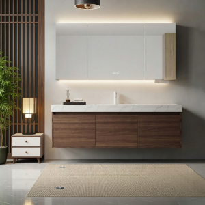 SSWW | Tủ Phòng Tắm Phong Cách Cổ Điển Từ Gỗ Hạt Dẻ