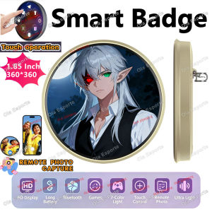Anime E-Badge Display Pin 1.85Inch Touch Screen LED Button Collectible Cyber Dynamic Gift for Otaku Fans And Friends Smart Badge