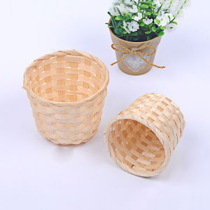Handwoven Bamboo Basket Small Flower Basket Desktop Miscellaneous Items Organizer DIY Hot Air Balloon Bamboo Basket Ice Cream