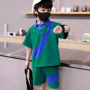 Baby Boy clothes set Polo Short Sleeve Shorts Baju Budak Lelaki Viral Hijau Kids Outfit Kasual Harian 6 Bulan‑5 Tahun