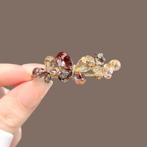 Fairy Colorful Rhinestone Butterfly Hair Clip Exquisite Hairpin Womens Bangs Side Clip Duckbill Clip Korean Hair Accessories
