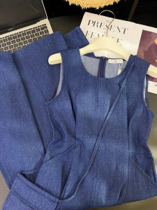 PAIBOLI | Đầm Denim Mid-Length Vintage Màu Xanh Đậm