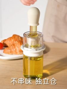 Premium 2-in-1 Oil Brush & Dropper Set Glass Container Sauce Transparent Storage Jar Bottle Grilling Basting Durable Airtight Sealed Leakproof Kitchen Cooking Baking Seasoning Condiments Organizer Minimalist Aesthetic High Quality
