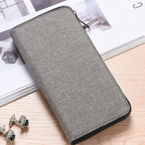 Casual Canvas Zipper Wallet Mens Long Style Mobile Phone Bag Large Capacity Leisure Youth Purse Korean Style Functional Bag