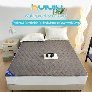 Zeen Waterproof Bed Cover With Fixed Straps Thicken Mattress Cover Quilted Mattress Topper Breathable Mattress Protector